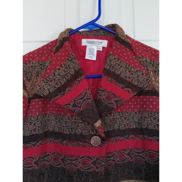 Coldwater Creek Women's Medium Tapestry Mixed Fabric Dinner Blazer Jacket - Picture 2 of 10